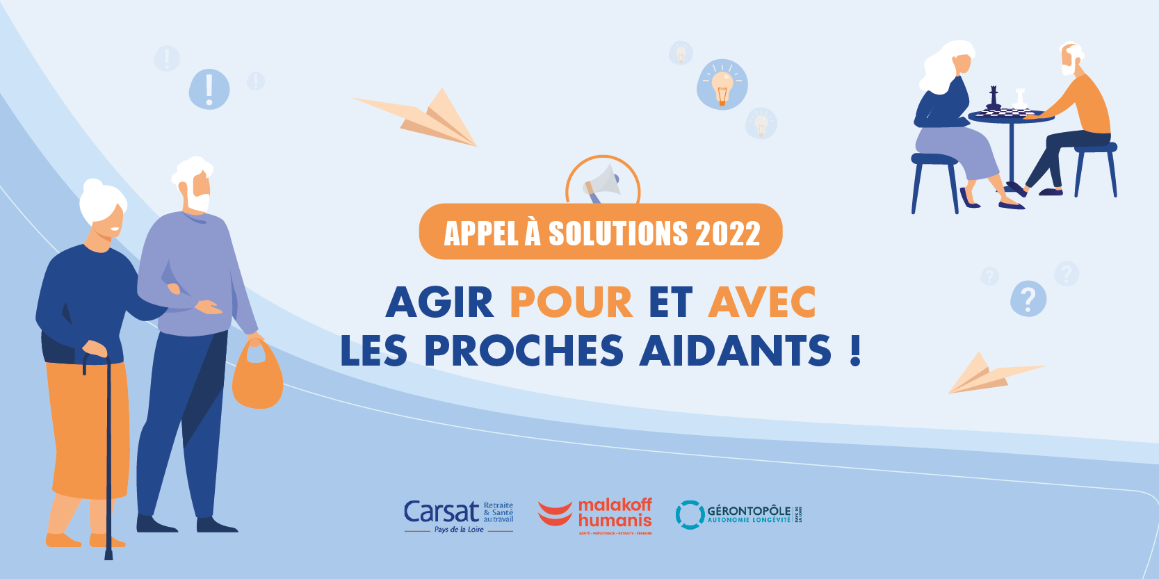 Cette année encore, le Gérontopôle des Pays de la Loire lance, en partenariat avec Malakoff Humanis et la Carsat Pays de la Loire un nouvel appel à projets en faveur des proches aidants.