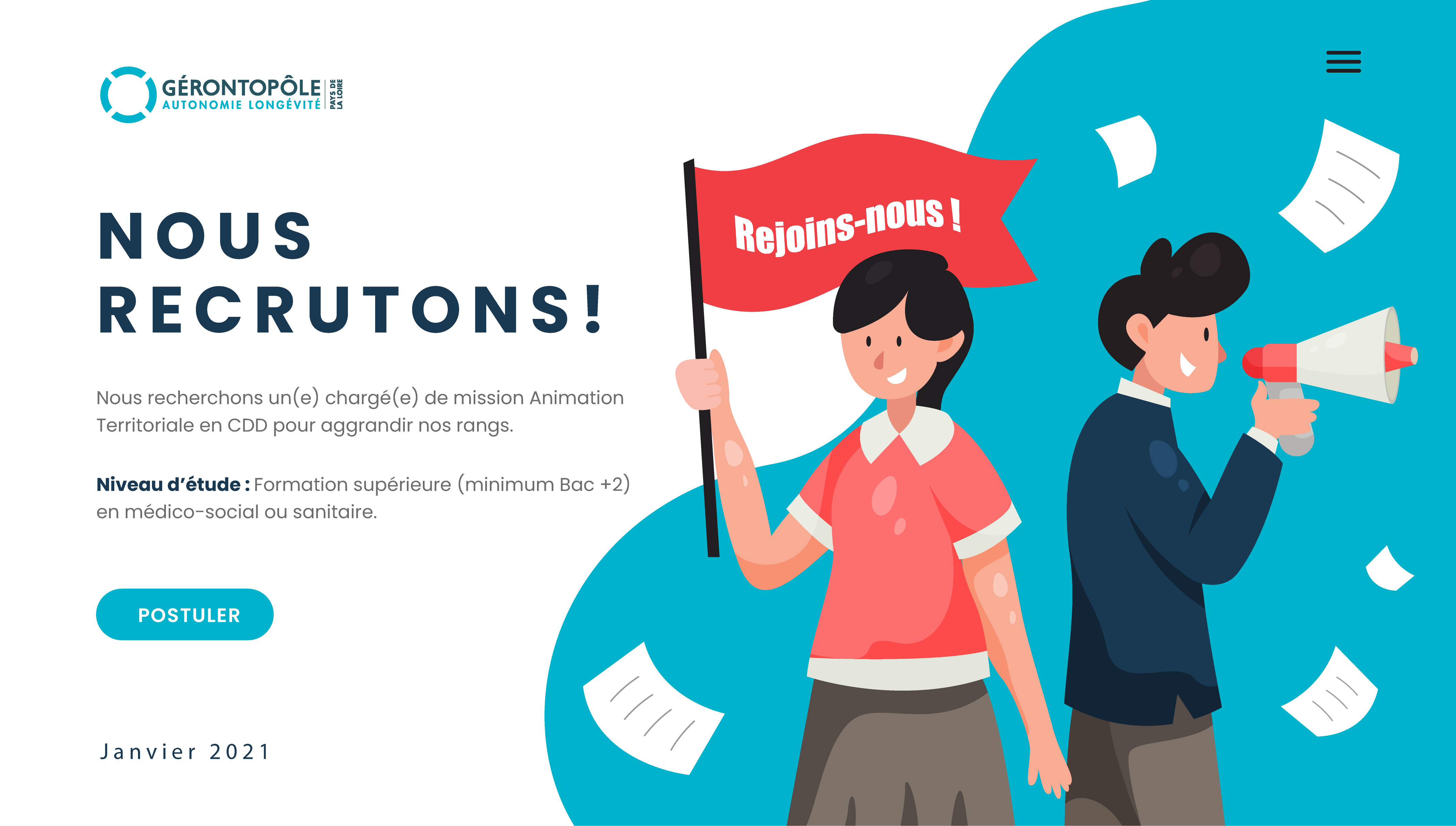 NOUS RECRUTONS UN.E chargé.e de mission Animation Territoriale